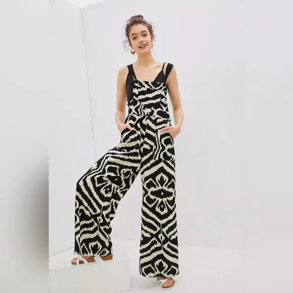 by Anthropologie Constance Wide Leg Overalls Size L - Picture 4 of 15